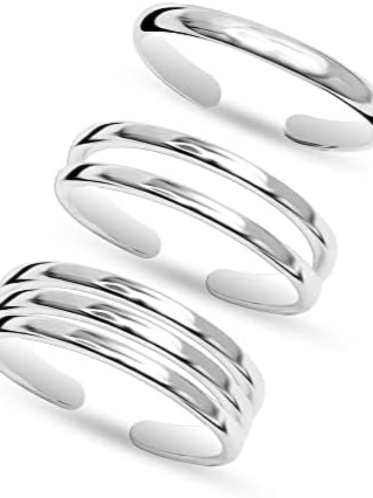 925 Sterling Silver Open Toe Rings Set For Women Adjustable Minimalist Toe Rings